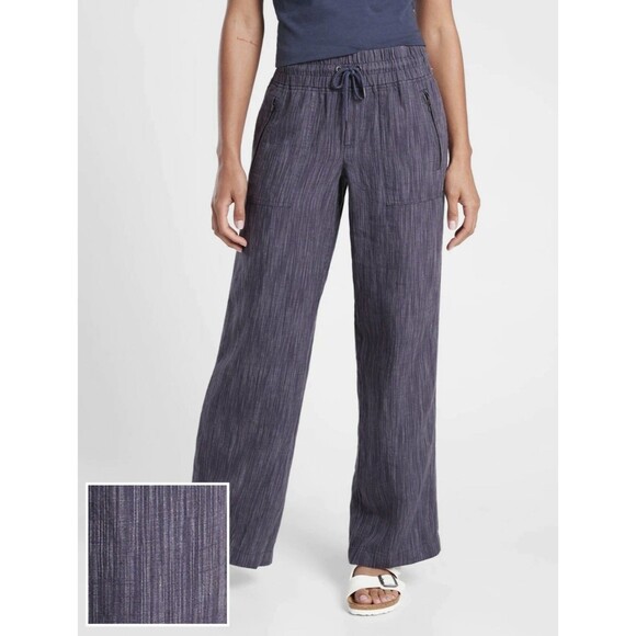 Athleta Women’s Size 12 Cabo Linen Textured Wide Leg Pant $79 - Picture 1 of 12